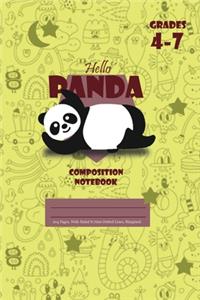 Hello Panda Primary Composition 4-7 Notebook, 102 Sheets, 6 x 9 Inch Yellow Cover
