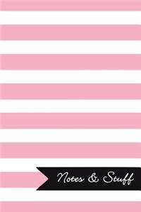 Notes & Stuff - Lined Notebook with Pale Pink Striped Pattern Cover