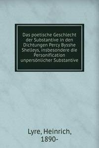 Das poetische Geschlecht der Substantive in den Dichtungen Percy Bysshe Shelleys, insbesondere die Personification unpersonlicher Substantive