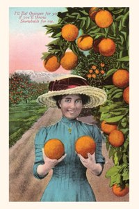 Vintage Journal Woman Holding Oranges,