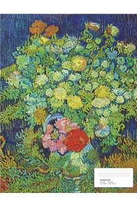 Vintage Flower Painting on Blue