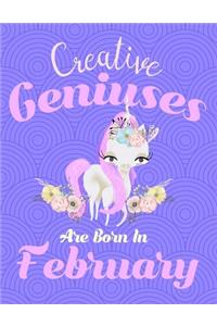Unicorn Composition Notebook Creative Geniuses Are Born In February