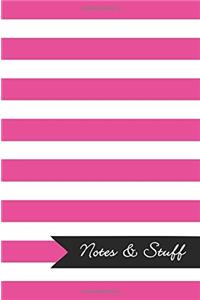 Notes & Stuff Lined Notebook With Fuchsia Striped Pattern Cover