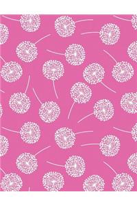 My Big Fat Bullet Journal Dandelions on Pink: Jumbo Sized Graph Design Bullet Notebook Journal - 300 Plus Numbered Pages with 300 Graph Style Grid Pages, 6 Index Pages and 2 Key Pages in Large 8.5 X 11 Size