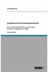 Sachunterricht als Anfangsunterricht