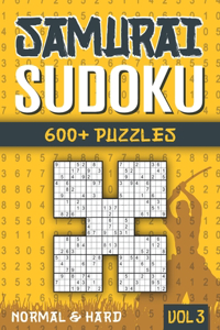 Samurai Sudoku: Sudoku Book for Adults with 1000+ 5 in 1 Sudoku - Normal and Hard - Vol 3