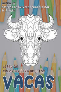 Libro de colorear para adultos - Diseños de animales para aliviar el estrés - Animales - Vacas