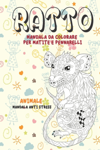 Mandala da colorare per matite e pennarelli - Mandala Anti stress - Animale - Ratto