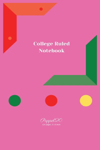 College Ruled Notebook - Pink Cover - 124 pages -5x8-Inches