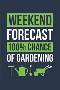 Gardening Notebook 'Weekend Forecast 100% Chance of Gardening' - Funny Gift for Gardener - Gardening Journal