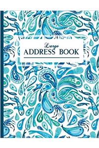Large Address Book: Office/desk, 8.5 X 11, Blue