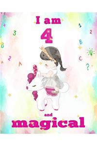 unicorn magical diary scholastic - unicorn journal i am 4 and magical: Notebook for Kids, coloring & Activity Book... 18 Adorable unicorn Designs, with positive messages for girls/ 4 Year Old Birthday Gift for Girls!