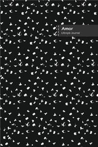 Amor Lifestyle Journal, Blank Write-in Notebook, Dotted Lines, Wide Ruled, Size (A5) 6 x 9 In (Black)