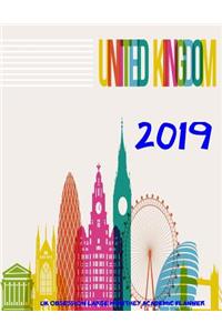 United Kingdom 2019 UK Obsession Large Monthly Academic Planner
