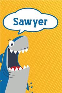 Sawyer: Personalized Shark Writting Journal, Notebook, Diary, for Kids 120 Pages 6x9