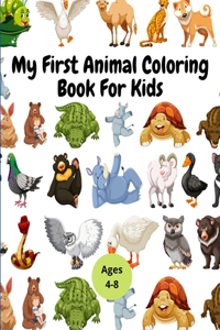 My First Animal Coloring Book For Kids Ages 4-8