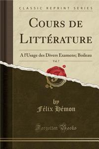 Cours de Littérature, Vol. 7