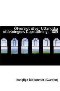 A Fversigt Apfver Utlacndska Afdelningens Uppstacllning, 1885