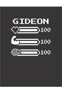 Gideon: Pixel Retro Game 8 Bit Design Blank Composition Notebook College Ruled, Name Personalized for Boys & Men. Gaming Desk Stuff for Gamer Boys. Funny Co