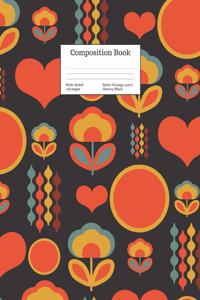 Composition Book Wide-Ruled Retro Vintage 1970's Groovy Black