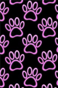 Pink Neon Dog Paw Prints