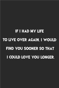 If I had my life to live over again, I would find you sooner so that I could love you longer.