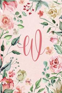 2020 Weekly Planner - Letter W - Pink Green Floral Design
