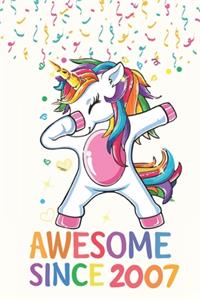Awesome Since 2007 Notebook Dabbing Unicorn Birthday Gift