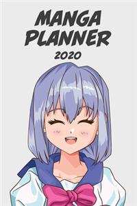 Manga planner 2020 [Purple hair girl ] grey background] [weekly] [6x9]