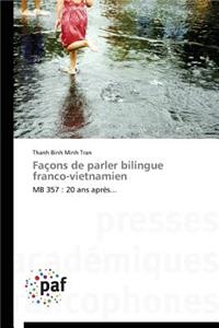 Façons de Parler Bilingue Franco-Vietnamien