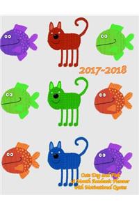 2017-2018 Cute Dog and Fish 18 Month Academic Planner with Motivational Quotes