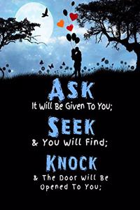 Ask Seek Knock Wirebound Notebook