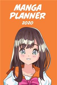 Manga planner 2020 [brunette hair girl ] orange background][weekly] [6x9]