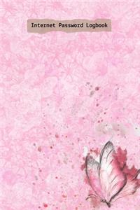 Pink Flower and Butterfly Internet Password Logbook