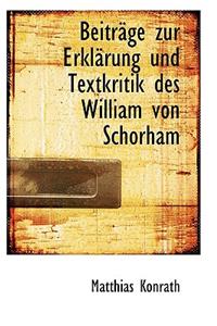 Beitr GE Zur Erkl Rung Und Textkritik Des William Von Schorham