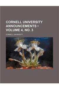 Cornell University Announcements (Volume 4, No. 3)