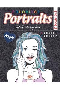 Coloring portraits - night - 2 books in 1