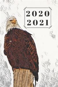 Patriotic Perched Bald Eagle Dated Calendar Planner 2 years To-Do Lists, Tasks, Notes Appointments: Small Pocket/Purse Size at-A-Glance Schedule Gift Notebook for Him or Her