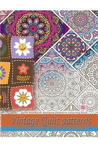 Vintage Quilt patterns coloring book for adults relaxation