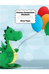 Primary Composition Notebook Story Paper For Kids Grades K-2 Journal Dashed Midline And Picture Space Dinosaur
