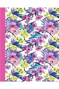 Sketchbook: Watercolor Flowers (Purple and Yellow/Pink) 8x10 - Blank Journal with No Lines - Journal Notebook with Unlined Pages for Drawing and Writing on Blank Paper