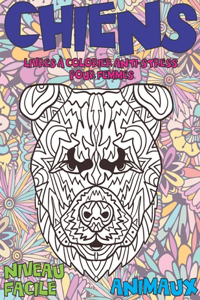 Livres à colorier anti-stress pour femmes - Niveau facile - Animaux - Chiens