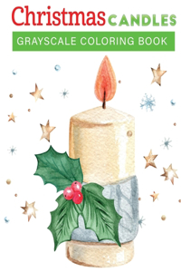 Christmas candles grayscale coloring book