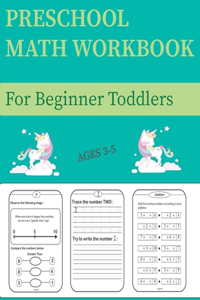 Preschool math workbook for beginner toddlers Ages 3-5