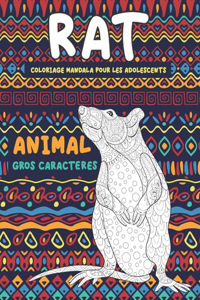 Coloriage Mandala pour les adolescents - Gros caractères - Animal - Rat