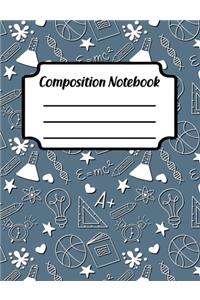 Composition Notebook: College Ruled Blank Lined Paper Notebook Back to School Pattern Medium Blue