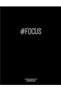 Notebook for Cornell Notes, 120 Numbered Pages, #FOCUS, Black Cover