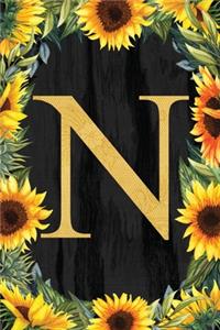 N - Monogrammed Sunflower Journal