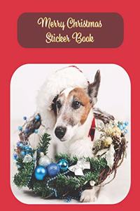 Merry Christmas Sticker Book: Christmas Santa Claus Dog motive Cover- Din A4 blank - 35 pages silicon free paper - christmas gift idea