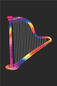 Tie Dye Harp Notebook - Music Instrument Gift for Harp Player - Harp Journal - Harp Diary